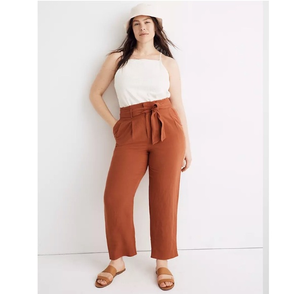 Madewell Pants - Madewell rust linen paper bag pants
